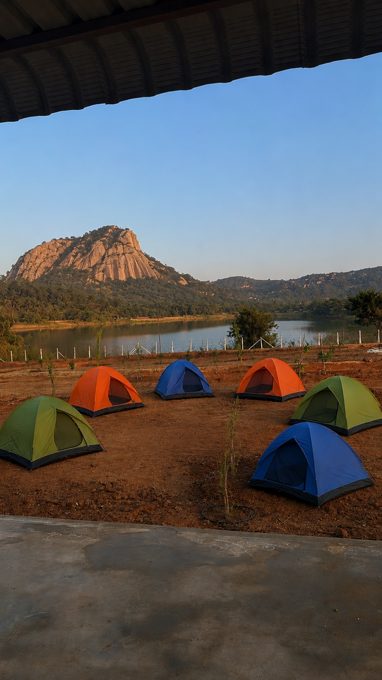 Lakeside tents, available on request